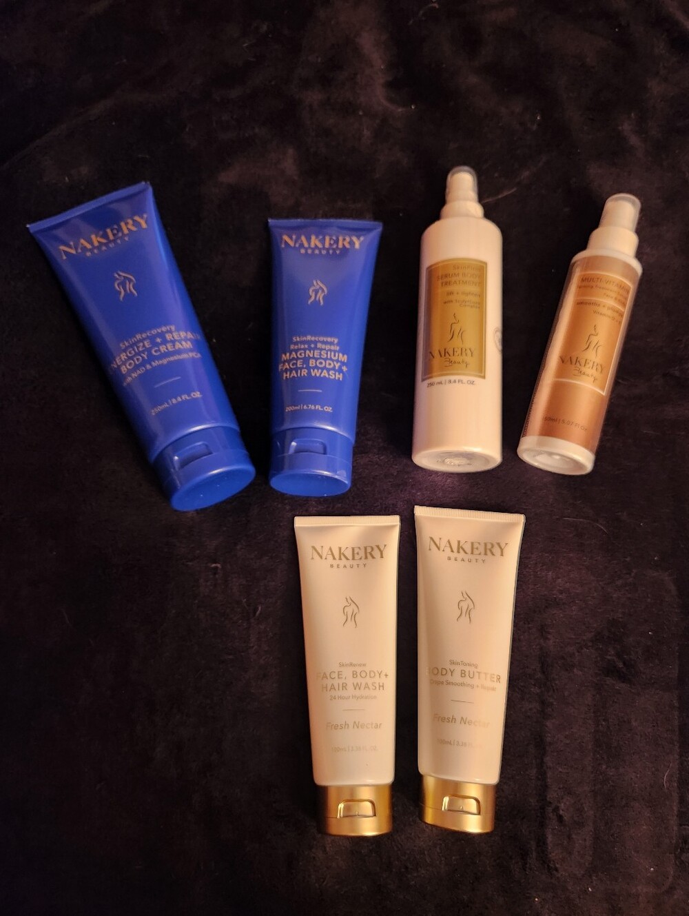 Nakery Beauty Bundle Body Cream Face Hair Body Wash Body Serum New